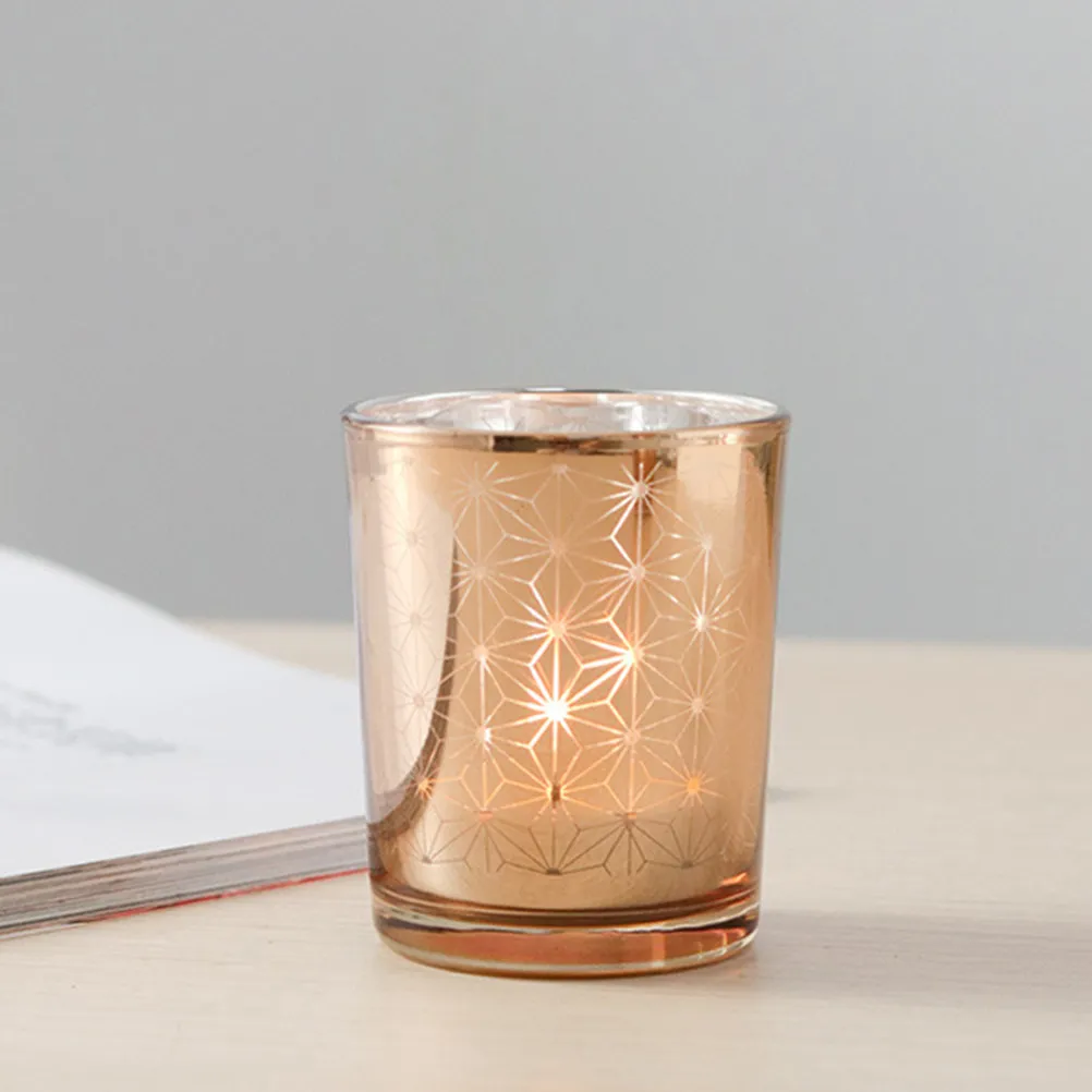 3Pcs Christmas Holders Electroplated Glass Cups Aromatherapy Tea Light Decorative Home Accessories