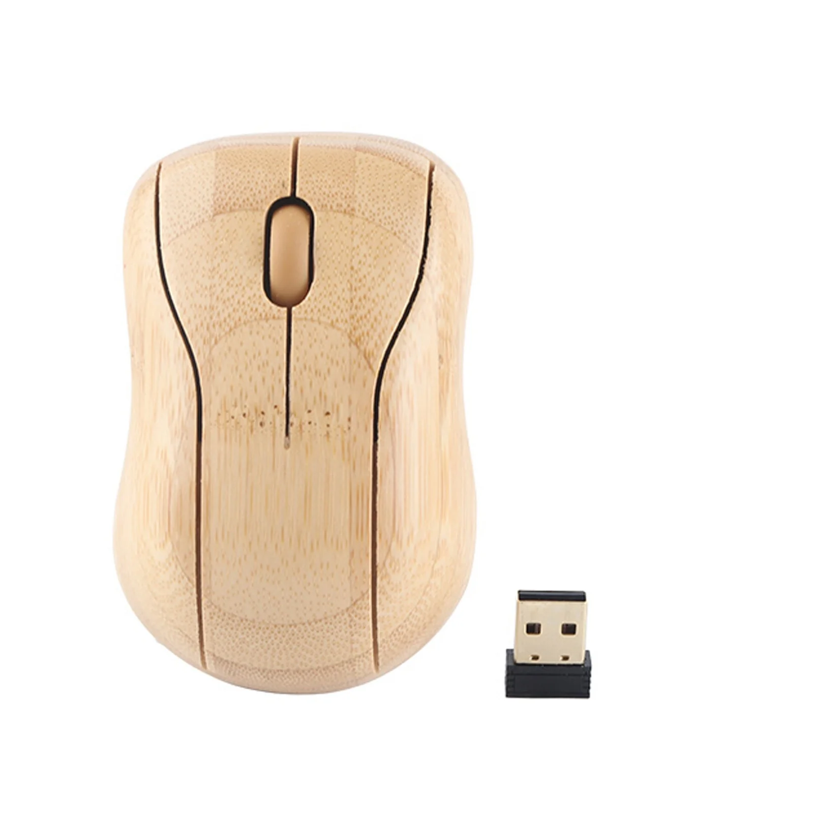 Computer Wireless Devices 2.4GHz Wireless Connection Plug and Play Bamboo Wood Computer Control Devices for Office Mouse