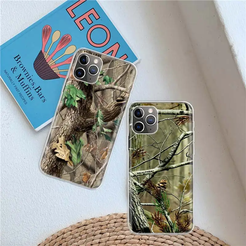 Realtree Real Tree Camo Clear Case For Aplee iPhone 11 14 Pro 15 Plus 16 Pro Max 12 13 Mini XR X XS Max Clear TPU Phone Cover