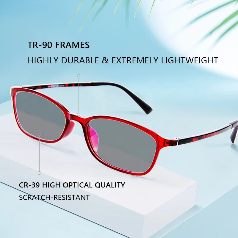 Photochromic Reading Sunglasses Ultra-light Small TR90 Frame Spectacles Frames, Anti UV Ray/Eye Strain/Glare Sun Readers