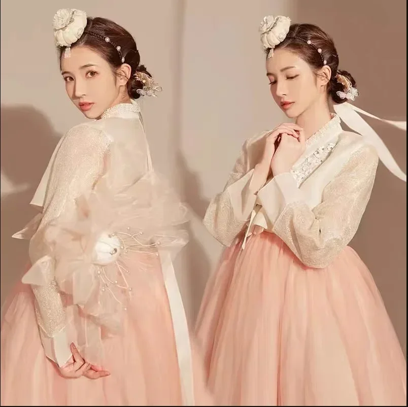 

2024 hanbok yanji princess korean yarn dress court dress ancient photo women stage performance costume loose elegant hanbok t001