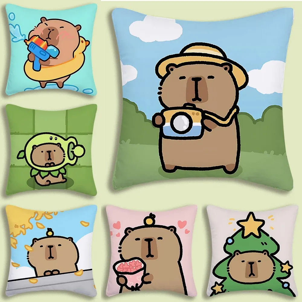 1Pc Personalized Cute Capybara Pattern Throw Pillow, Double-Sided Printing Design, Soft Plush Cushion with Insert, Perfect Gift