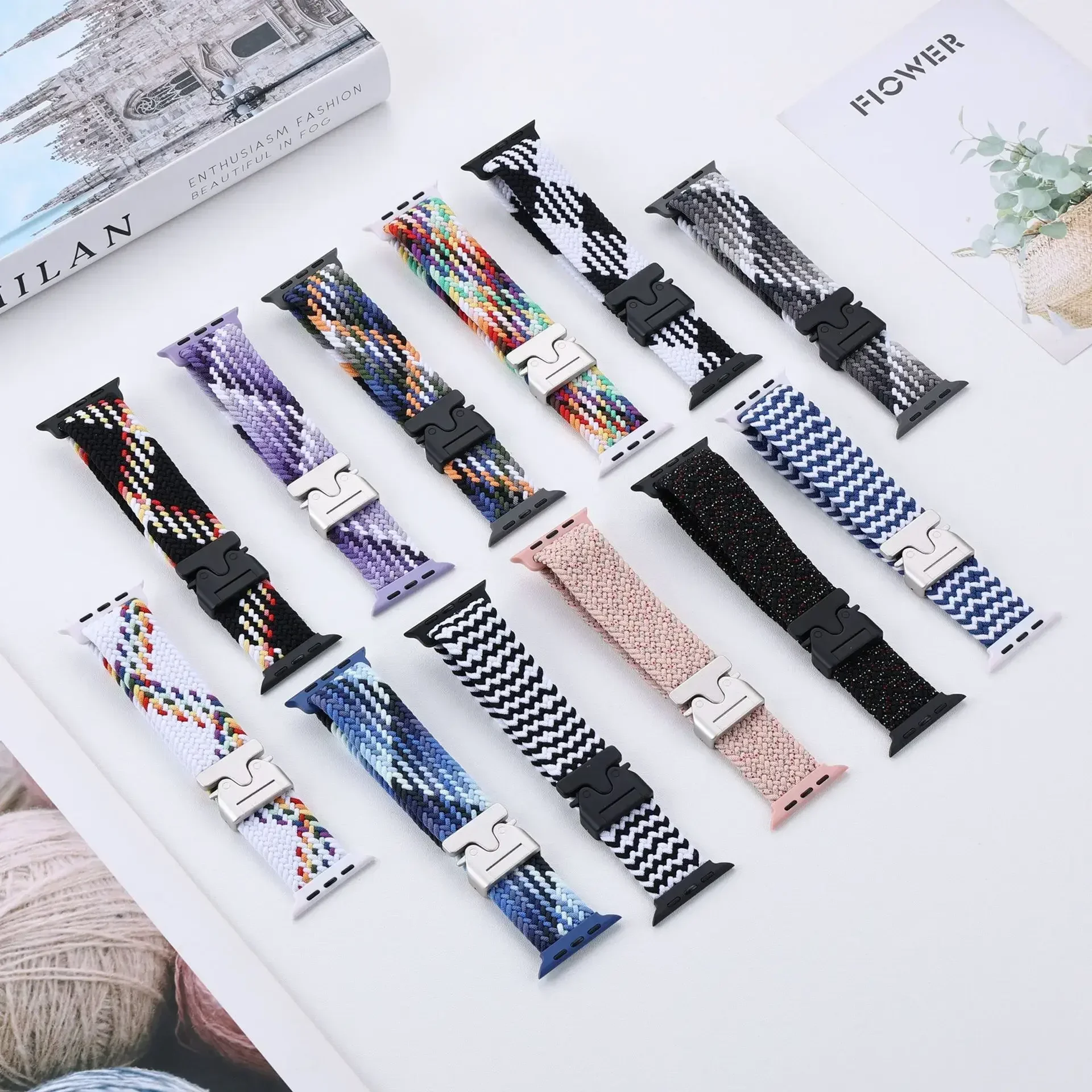 Braided Strap For Apple Watch Band 44mm 40mm 45mm 49mm 41mm 46mm 42mm Bracelet iWatch Series Ultra2 10 9 SE 8 7 65 Magnetic Band image 2