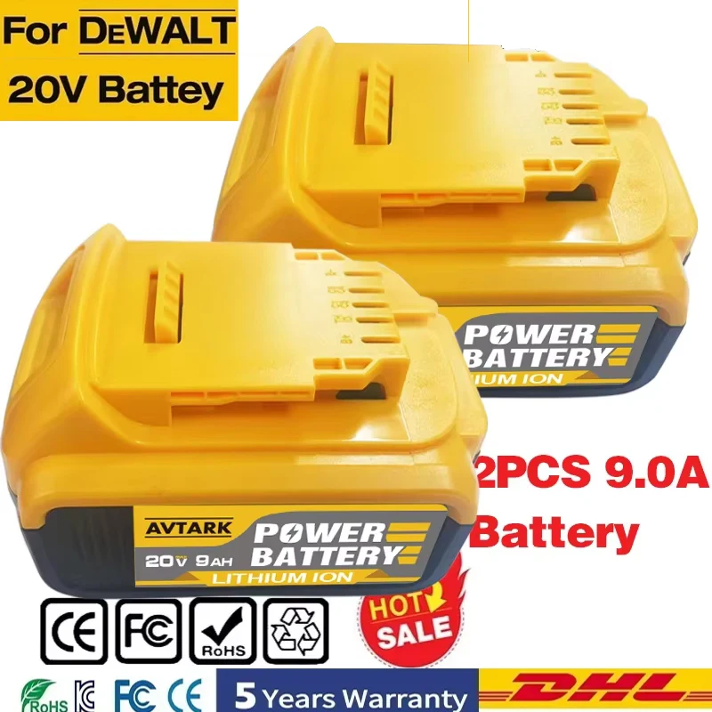 

Original DCB200 20V 9000mAh Lithium Replacement Battery For Dewalt 18V DCB184 DCB200 DCB182 DCB180 DCB181 DCB182 DCB201 DCB206