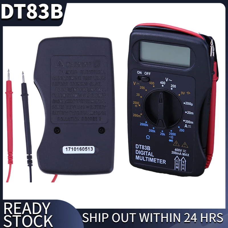 DT83B multimetro digitale Mini amperometro tascabile voltmetro portatile Ohm misuratore di corrente di tensione 1999 conteggi Tester di capacità