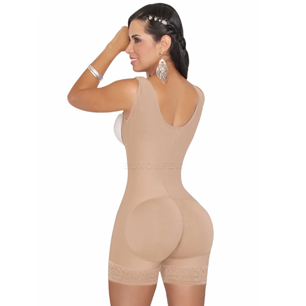 Compression Seamless Fajas Girdle Short with High Back Skin-Friendly Shaped Up Soft High Waisted Leggings with Shoulder Strap