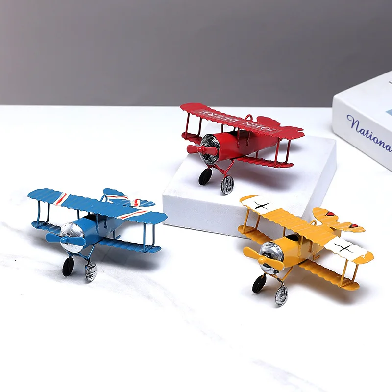 

Vintage Metal Airplane Model - Handcrafted Nordic Iron Art for Kids' Room Unique Office Decor | Gift for Aviation Fans
