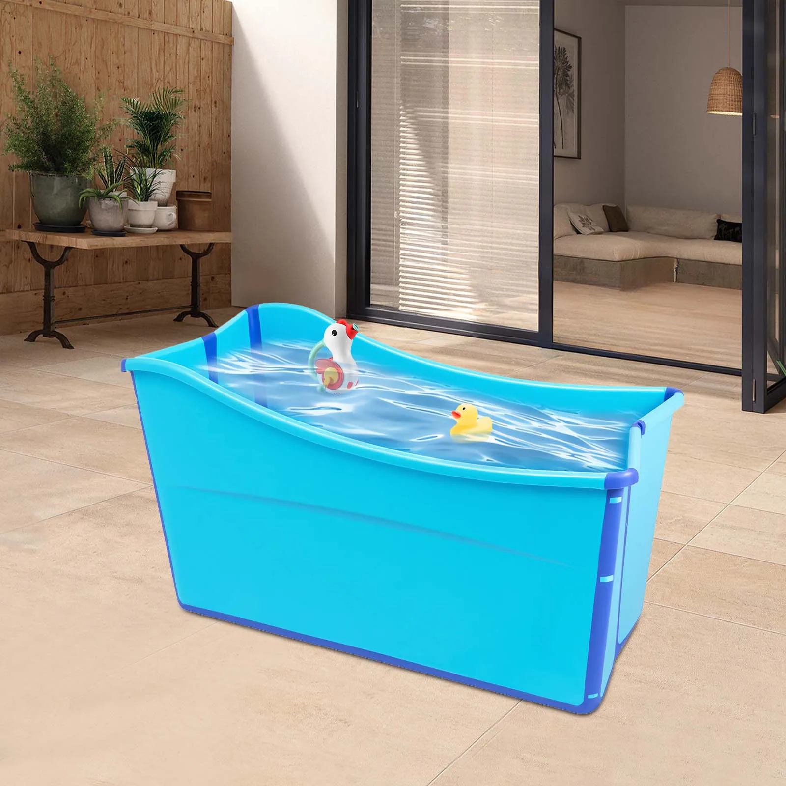 

Blue Rectangular Comfortable Bathtub Foldable Mobile Bathtub for Adults and Children Tub Spa Bath Sauna