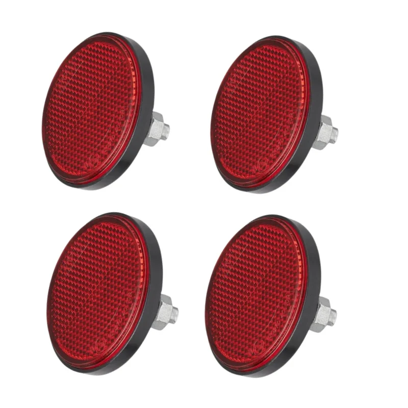 4 Stück 60 mm roter runder Reflektor mit Schraube, Anhänger-Reflektor für LKW, Wohnwagen, Wohnmobile, Zubehör, roter runder Reflektor