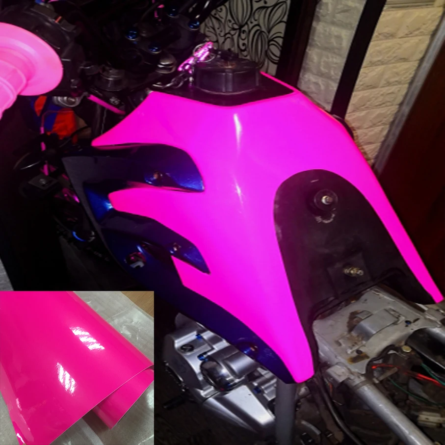 50cm*2/3/5m Premium Gloss Fluorescent yellow Car Vinyl film Body Sticker Car Wrap With Air Free Bubble For Vehiche Motorcycle