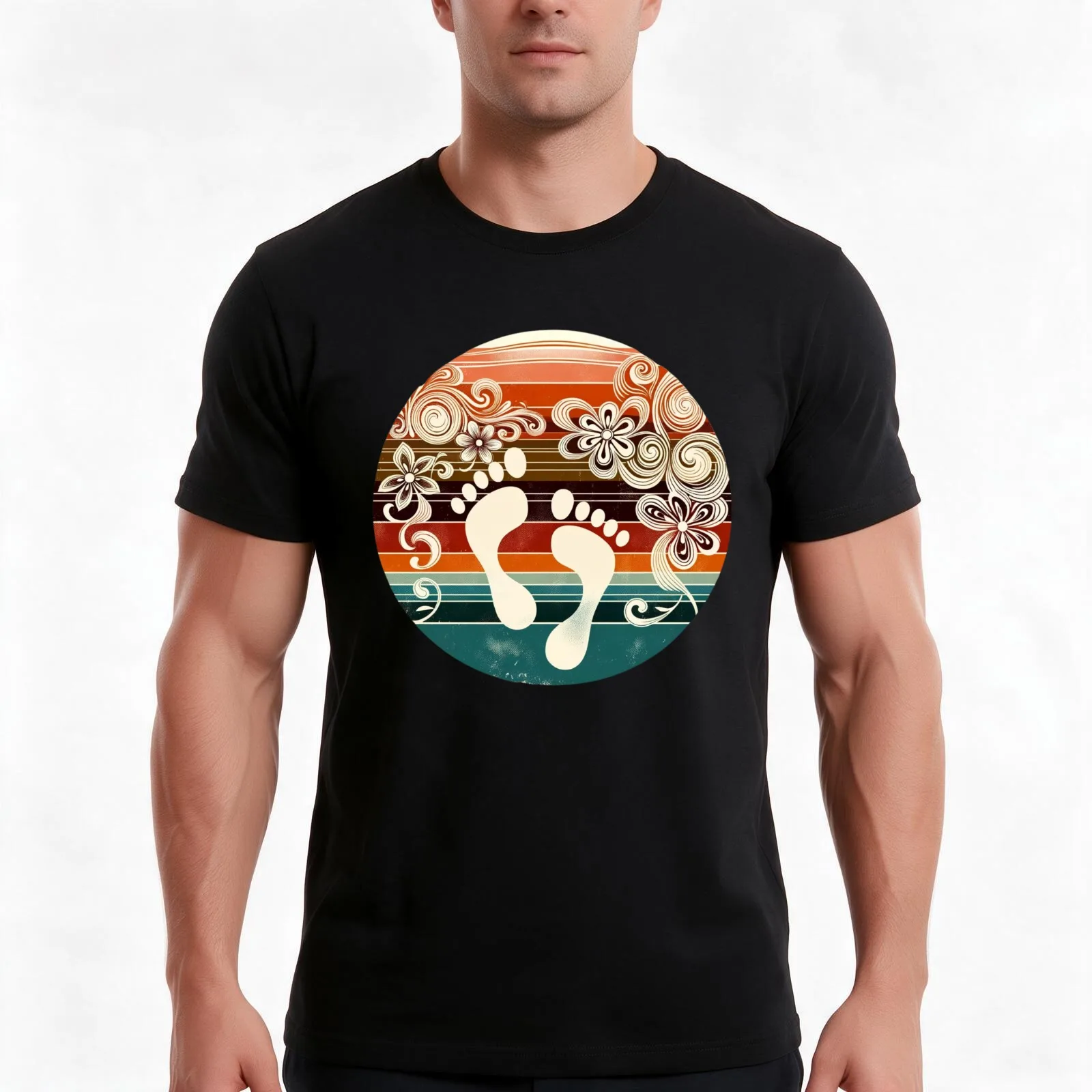 Harmonic Pathways T-Shirt Summer Casual Cotton Tee Oversized Streetwear Tops Vintage Graphic Print Loose Fit Short Sleeve