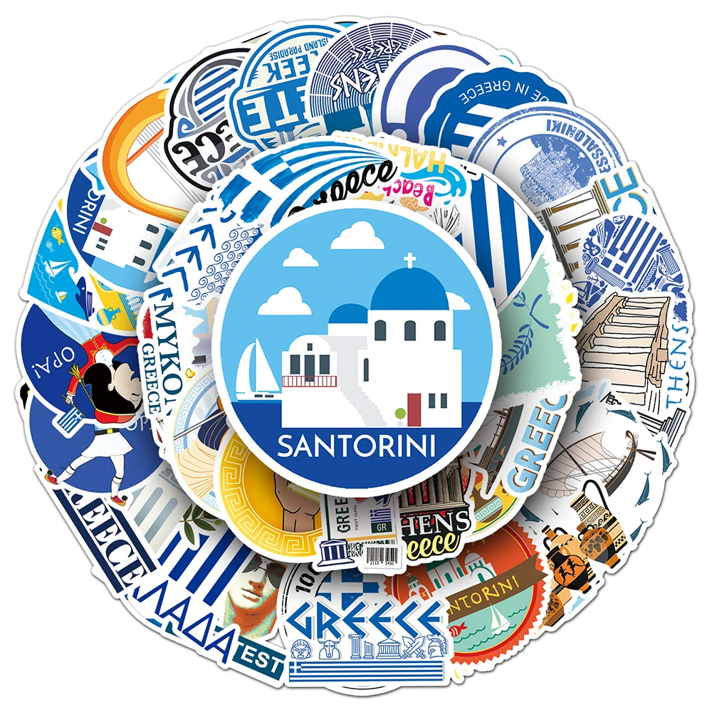 10/30/50 個ギリシャ都市屋外旅行ステッカー有名な風景建物デカール荷物ノートブック電話落書きステッカー装飾