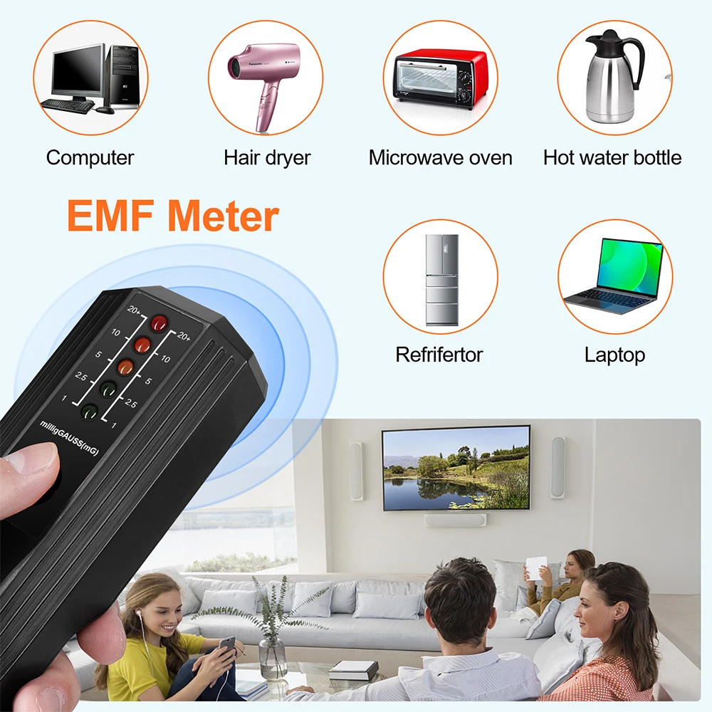 Portable Tester Handheld Electromagnetic Field Radiation Detector 5 LED Indicators EMF Instrument High Precision