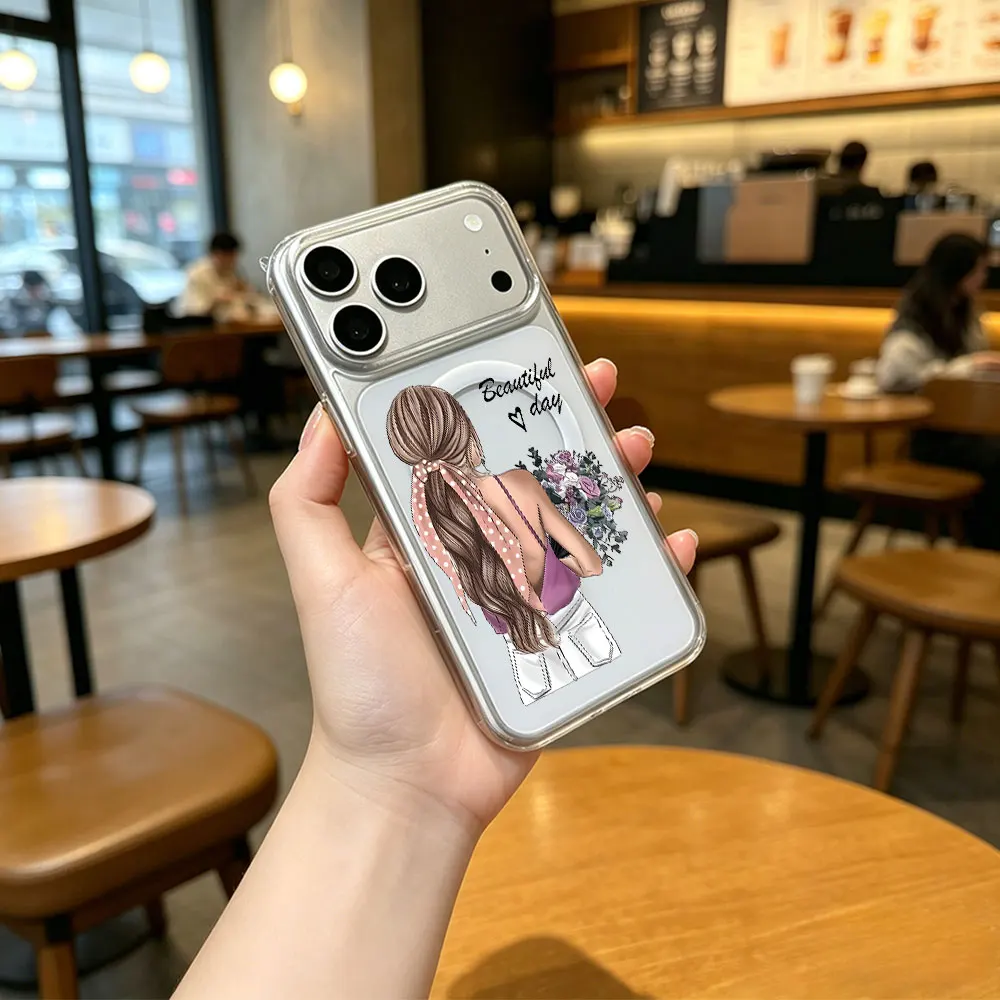 Girl Holding Flower In Hand Print Phone Case For iPhone 17 16 15 14 13 12 11 Pro Xs Max Plus Air Mini XR X 17e 16e Magsafe Cover view 2