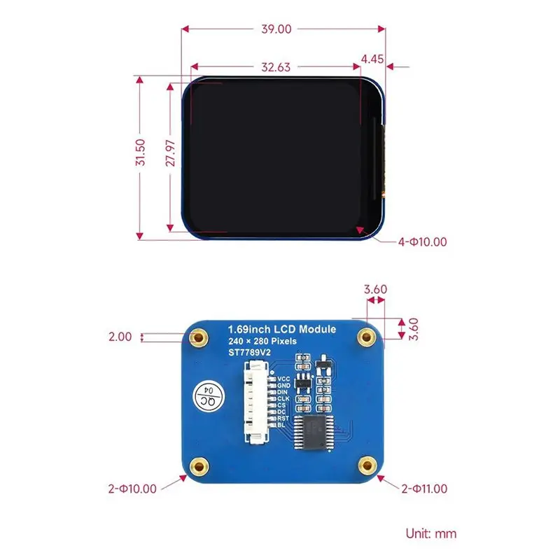 SCLS For 1.69 Inch IPS Display Color LCD 240 X 280 Resolution SPI Interface 262K Color Screen for STM32