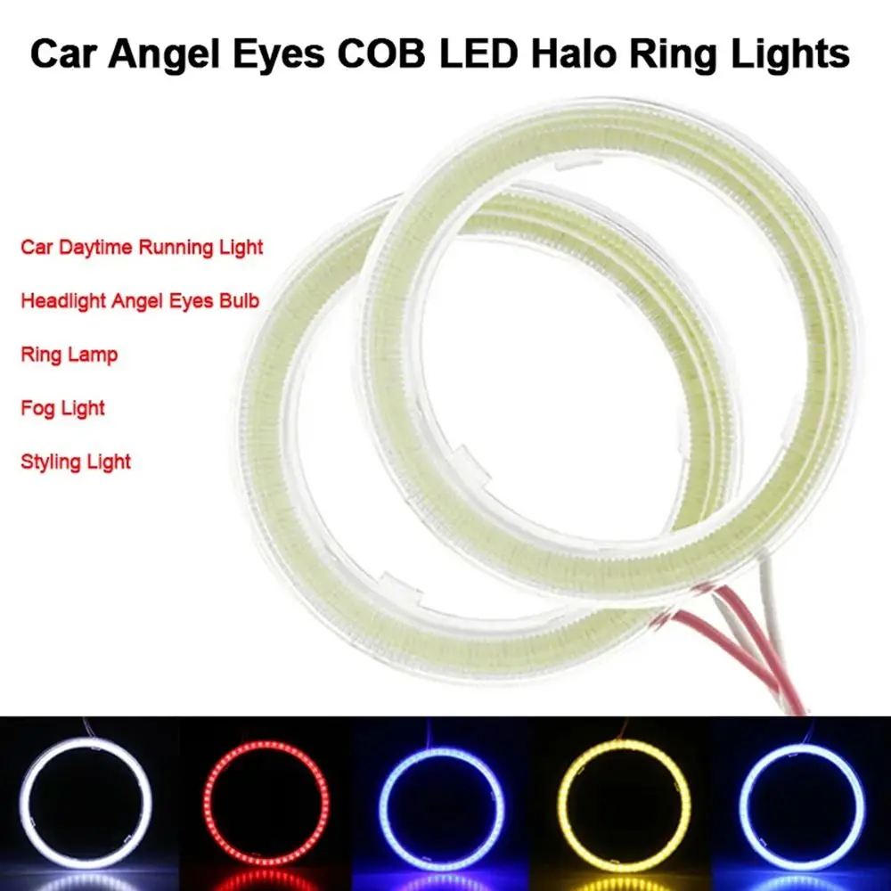 1Pcs Daytime Running Light Car COB LED Headlight DRL Fog Motorcycle Angel Eyes Bulb 60mm 70mm Decorative Lights Halo Ring Lamp