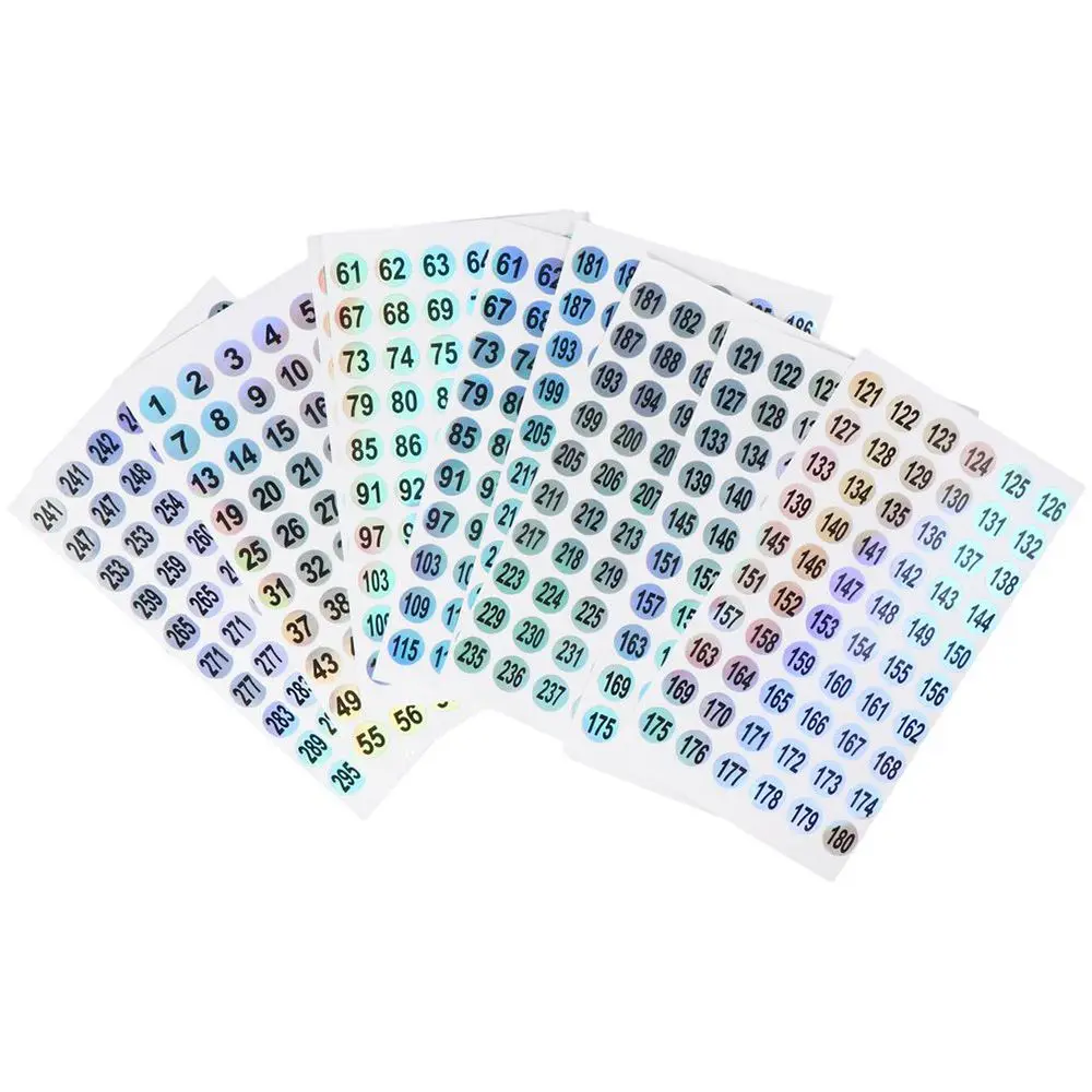 10 Sheets DIY Craft 0.39 Inches 1 to 300 Number Stickers Self Adhesive Round Letter Decals Small Number Stickers Set