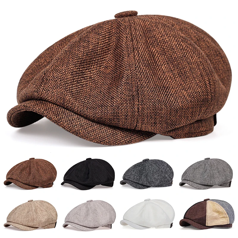 Sombrero informal para vendedor de periódicos para hombre, boina Retro para primavera y otoño, sombreros informales salvajes, gorra octogonal salvaje Unisex para hombre, gorras de calle
