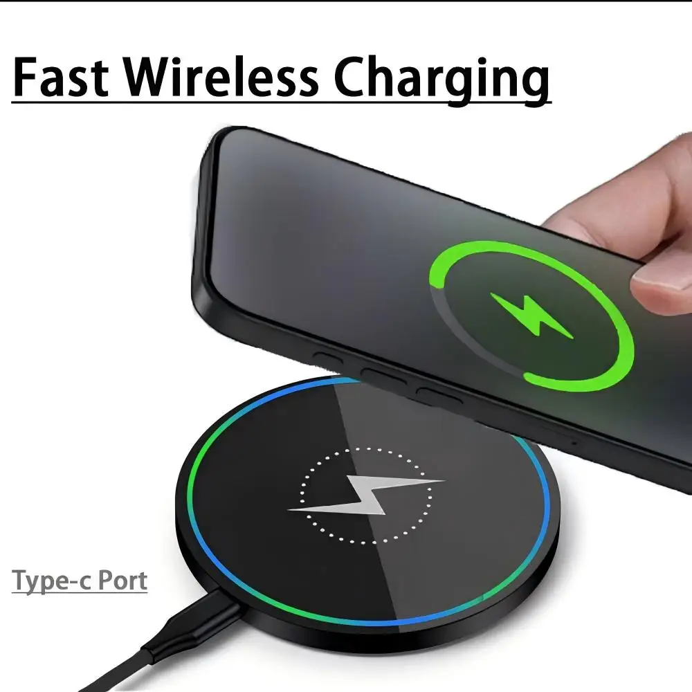 for iPhone 18 -12 Pro Max Wireless Charger Pad LED Phone Fast Charging Station for Samsung Xiaomi Huawei Ultra Thin Lightweight