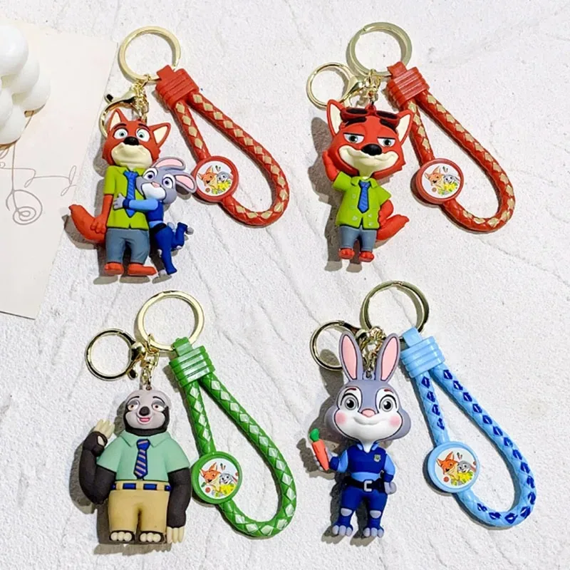 

Disney Cartoon Ornament Keychain Car Key Bag Pendant Cute Zootropolis Action Doll Collectibles Gift Toys Anime Christmas Gift