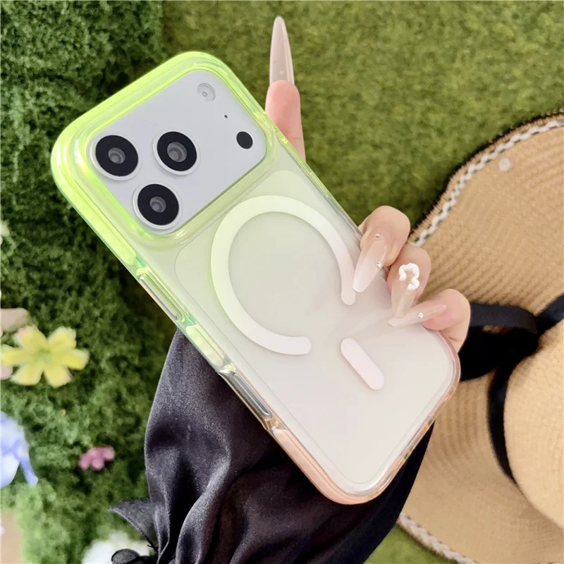 For Magsafe Crystal Clear Gradient Color Original Magnetic Case For iPhone 17Pro Max 16Pro 17 17Pro Shockproof Bumper Hard Cover