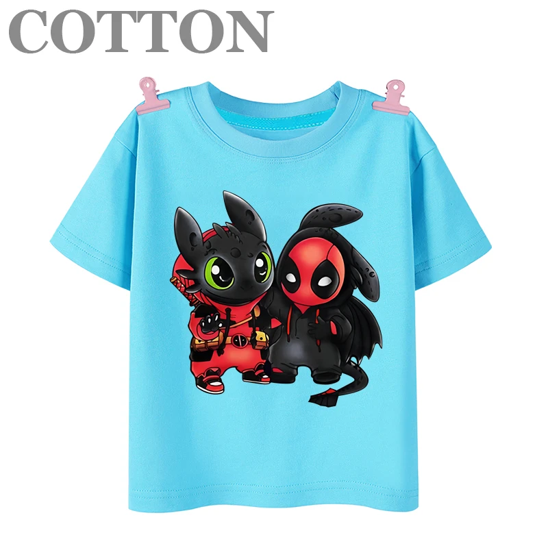 Disney Stitch and Friends Anime Summer Fashion Cotton Children\'s T-shirt Multiple Round Neck Short Sleeve Print Patterns