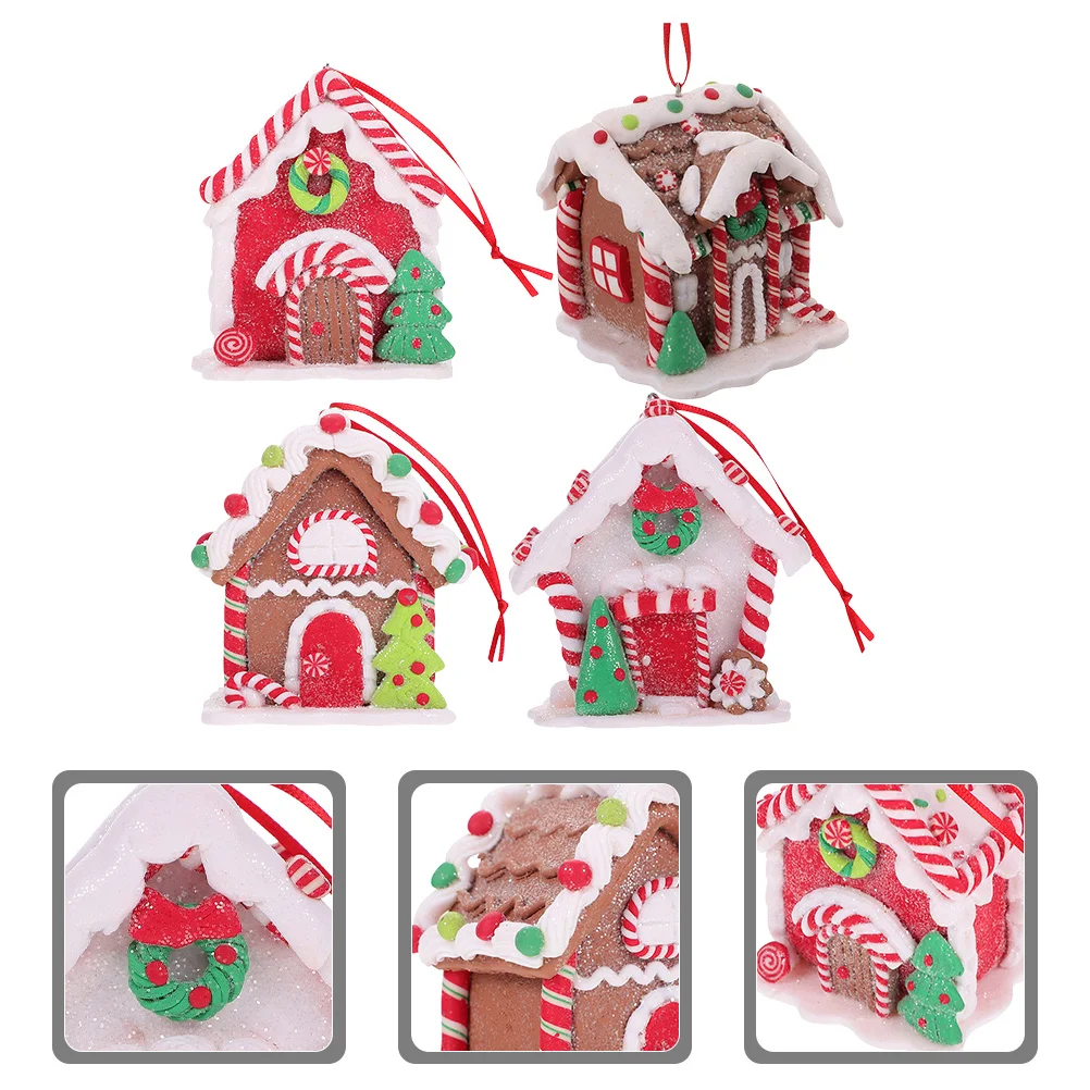 

4Pcs Hanging Christmas Gingerbread Ornaments Xmas Tree DIY Decorations Holiday Scene Decor Christmas Gingerbread