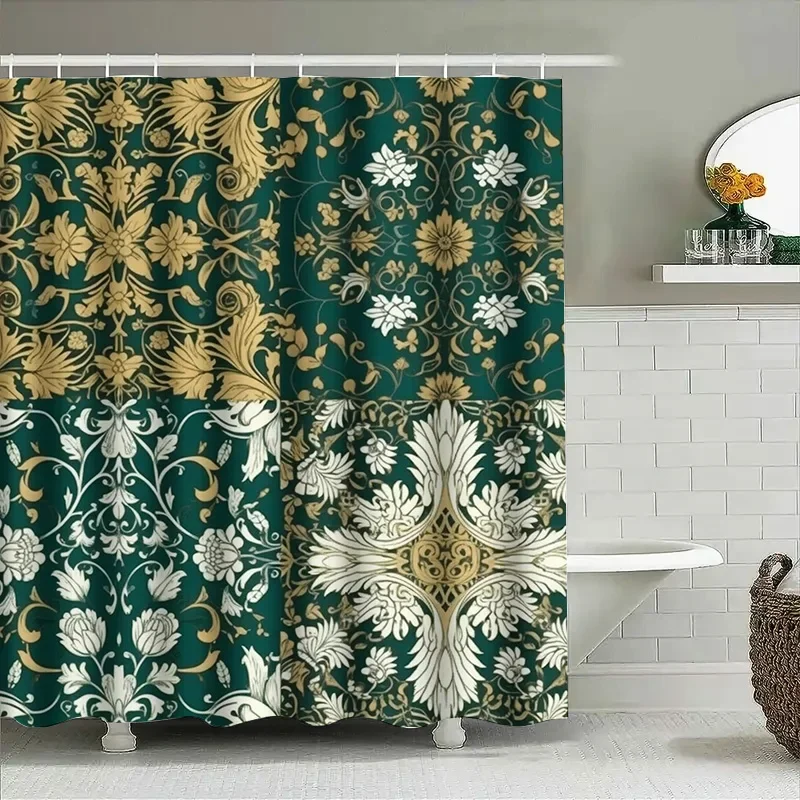 

Классический комплект занавесок для душа в европейском стиле, зеленая цветочная вышивка, декор для ванной комнаты для украшения дома 72 x 84 дюйма (набор из четырех панелей)
