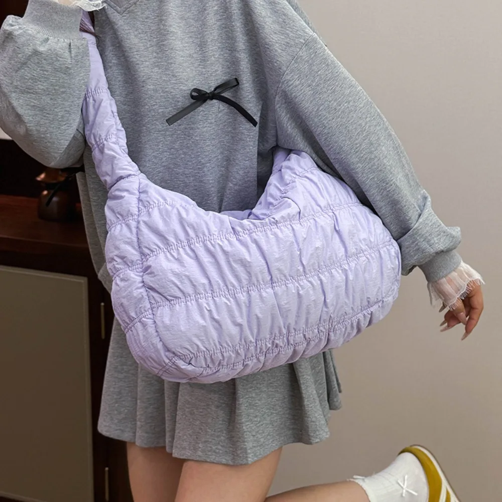 

2025 Fashionable Cloud Bags For Women Pleated Shoulder Crossbody Bags Large Capacity Solid Travel Commuting Handbags