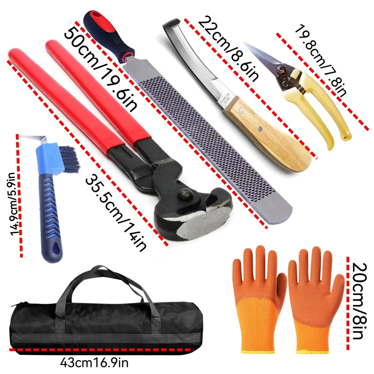 Farrier Tools Professional Farrier Tool Kits Hoof Rasp Hoof Nippers Hoof Knife Horses Hoof Trimmers Tools Suitable for Hoof Trim