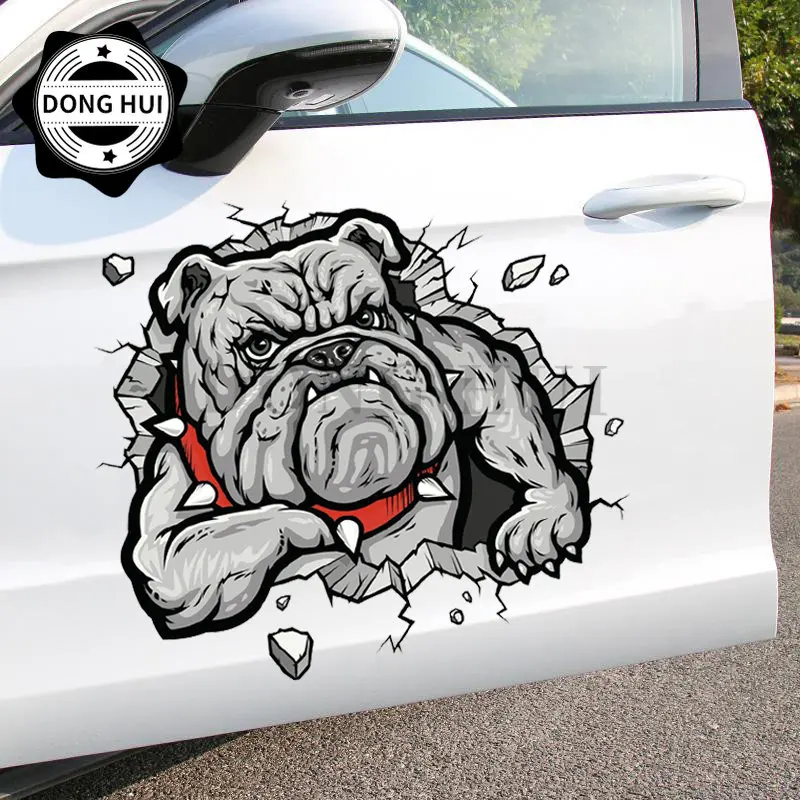

Bulldog Sticker A Fierce Dog Decals Bulldog In The Wall Hole Off-road Vehicles Motorcycles Refrigerators Helmets Laptops PVC