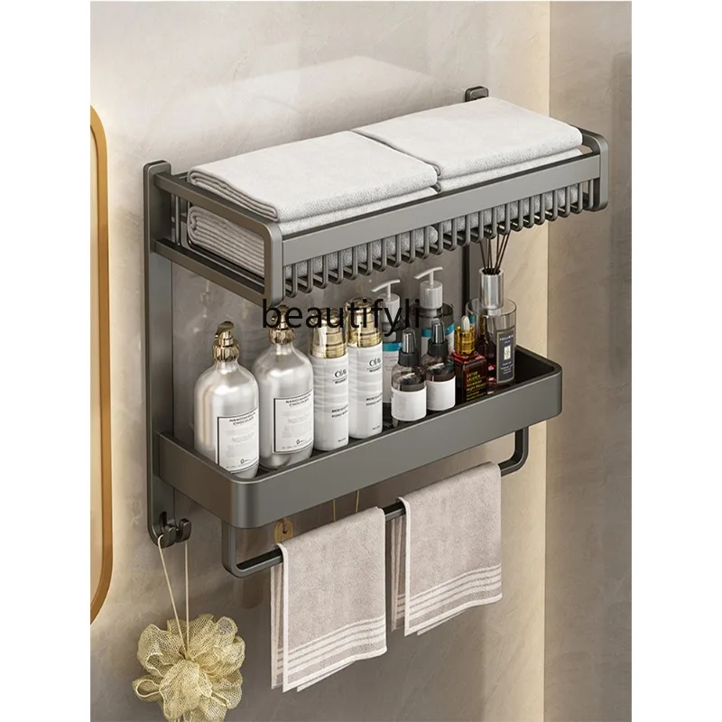 Italian Towel Rack Bathroom Punch-Free Storage Rack Integrated Wall-Mounted Bathroom Toilet Bathroom Rack