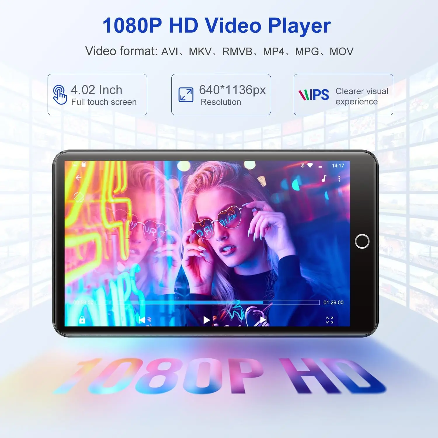 블루투스 및 WiFi 기능이 있는 96GB(32GB+64GB), 스포티파이, 오디블, 디저, 앱 스토어가 지원되는 4.02인치 터치스크린, 디지털 HIFI 뮤직…