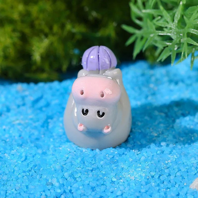 

12Pcs Whimsical Resin Hippo Miniatures Tiny Animal Ornaments for Desks Bedside Tables Cake Toppers DIY Home Decor