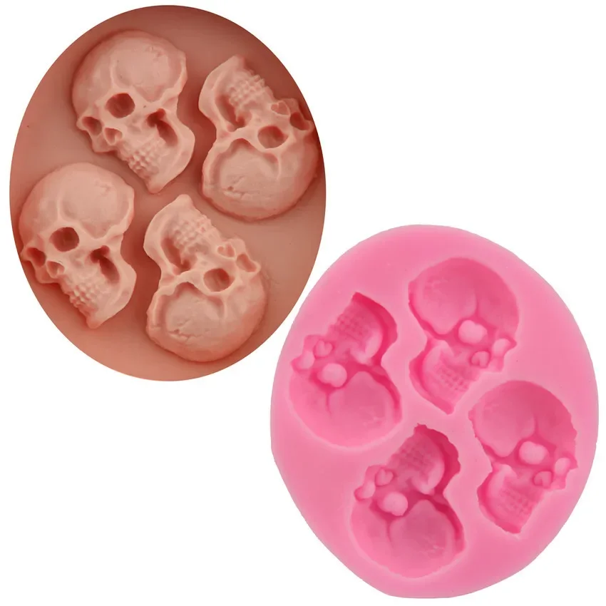 Skeleton Head Skull Cake Molds Silicone Chocolate Form for Baking Candy Pudding Cupcakes Pastry Decoration Confectionery Moulds