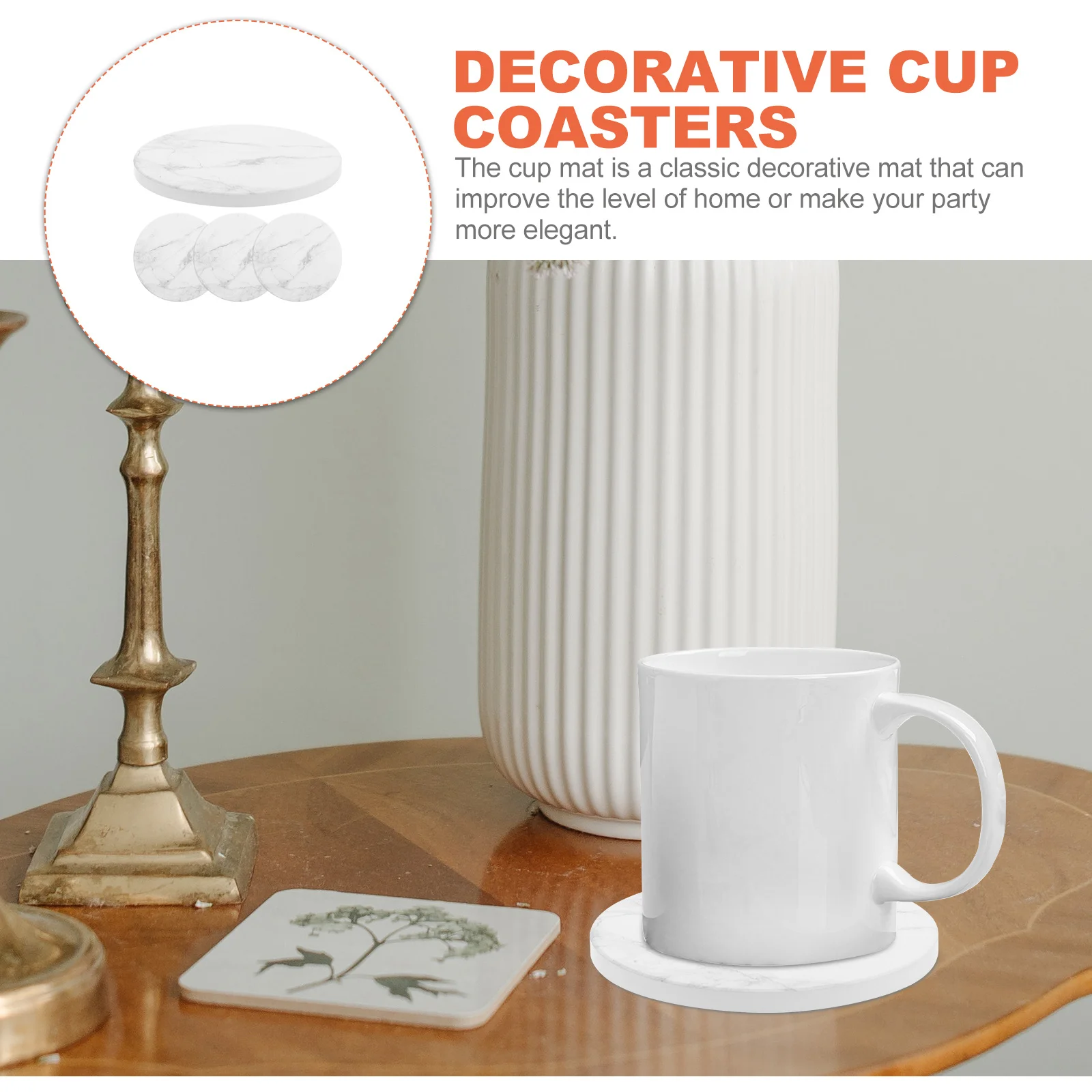 

4Pcs Marble Pattern Cup Coasters Decorative Anti-Skid Desktop Cup Mats Tabletop Coasters Party Home Supplies