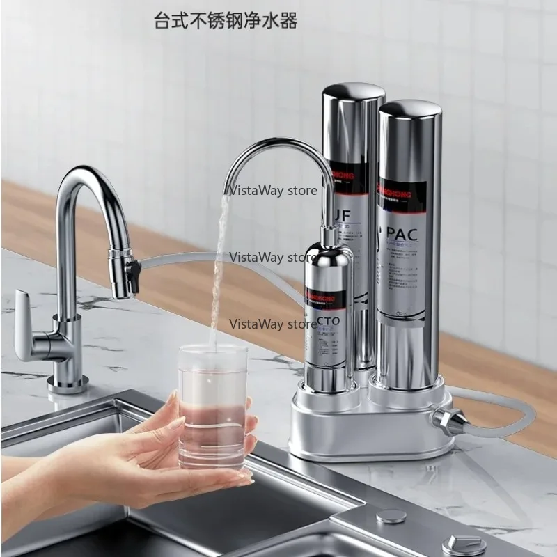 فلتر مياه لطاولة المطبخ 304 من الفولاذ المقاوم للصدأ لتنقية المياه بالترشيح الفائق للشرب المباشر