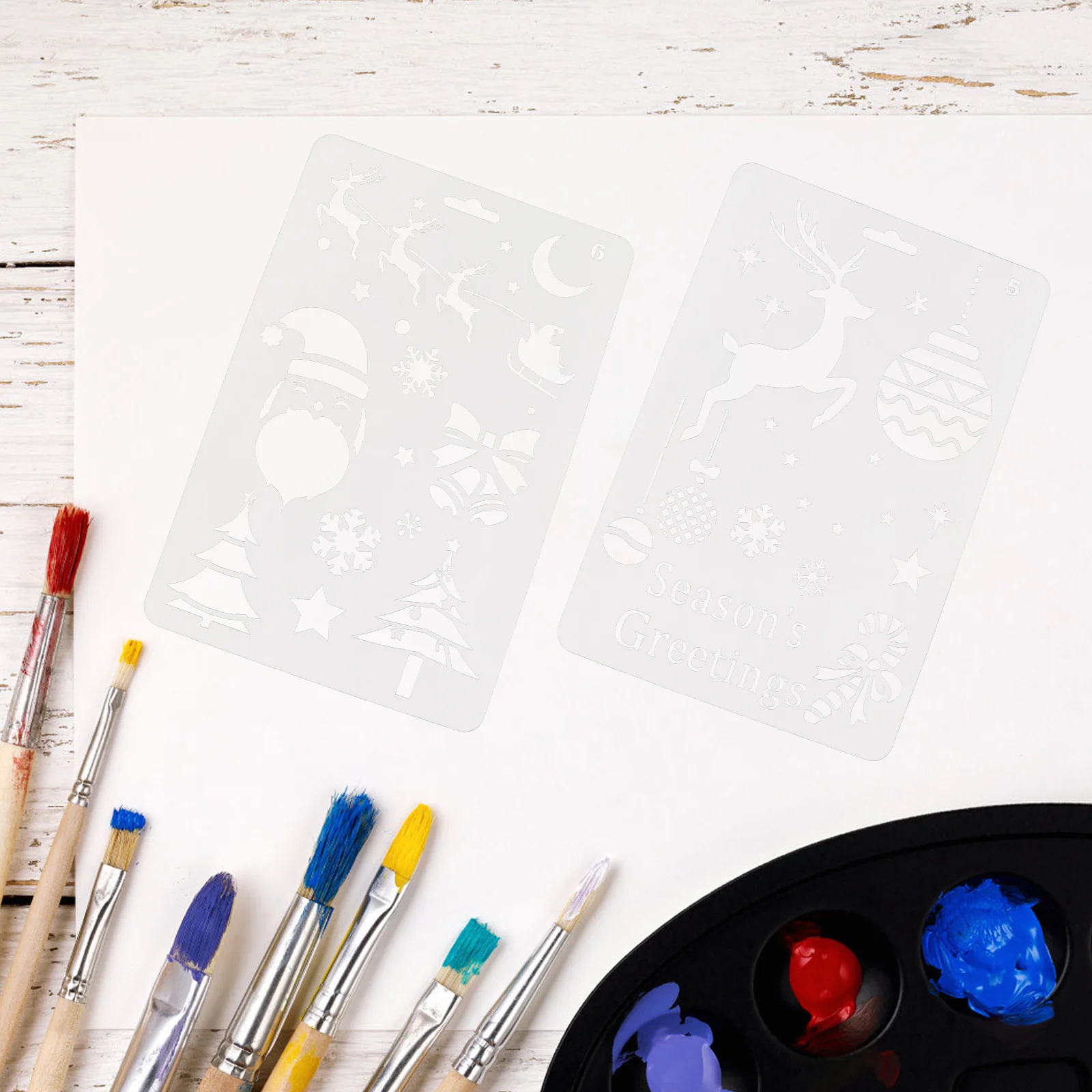 

12Pcs Christmas Painting Templates Drawing Stencils for Children Holiday Craft Activities Unique Elk Design Portable Art