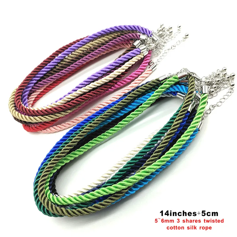 3Pcs 5-6mm Silk Cord Necklace Kit 3 Strand Adjustable Braided Rope with Pendant Lobster Clasp for DIY Handmade Jewelry Making