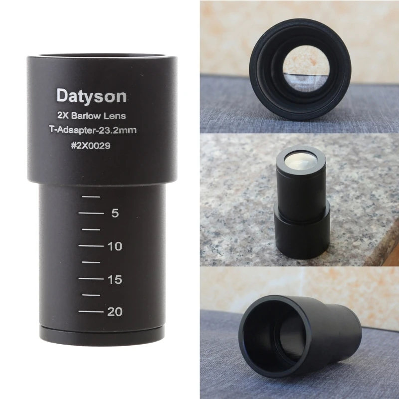 

2X Barlow Lens Microscope Accessories for 23.2mm Mount Port Biological Microscope Optical Glass Lens Barlow Lens Full Metal