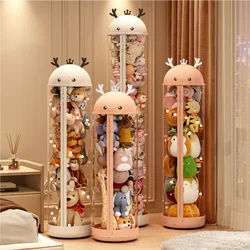 Upgraded zipper doll storage bucket plush toy transparent storage barrel