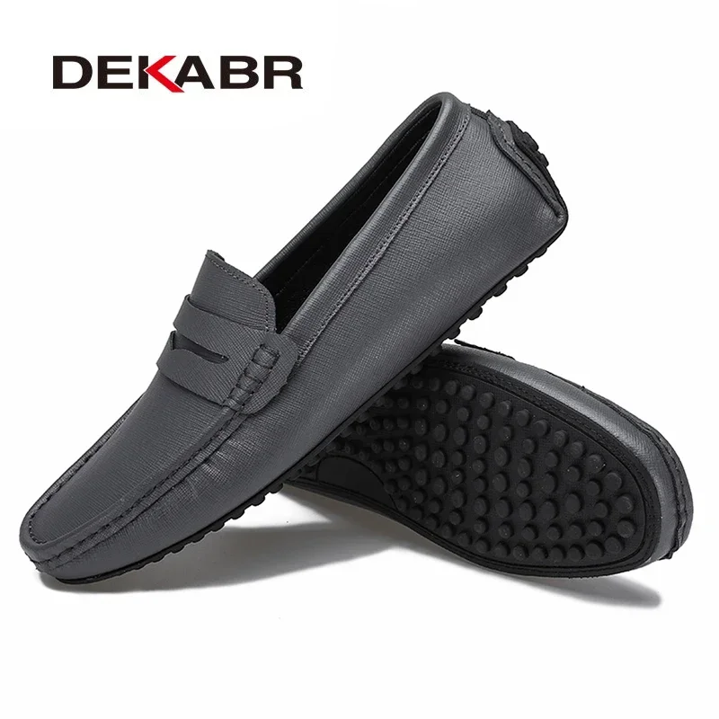 DEKABR Loafers Shoes Men Fashion Shoes New Spring Comfy Men\'s Flats Moccasins Classic Original Leather Men Casual Shoes