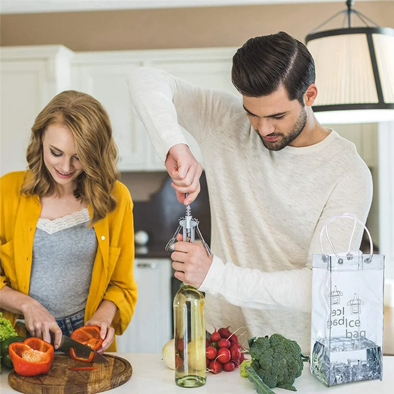 

Мешок для ледяного вина, портативный прозрачный мешок-холодильник для вина с ручкой для улицы, шампанского, холодного пива, 2 упаковки ABTX