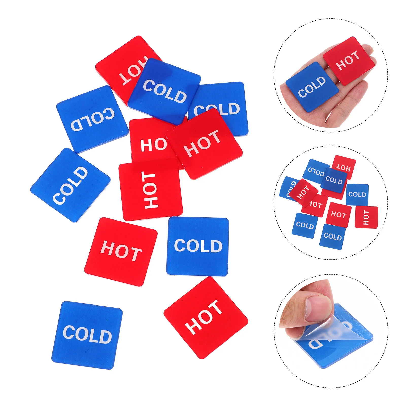 6 Pairs Taps Hot and Cold Water Labels Sign Ice Stickers Square Signs Kitchen Function