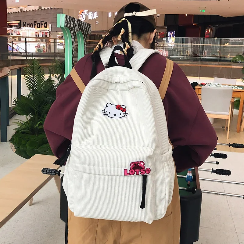 مرحبا كيتي الطفل على ظهره فتاة جديدة الترفيه الكرتون سعة كبيرة حقيبة مدرسية الطالب أنيمي الشكل Kawaii الكرتون