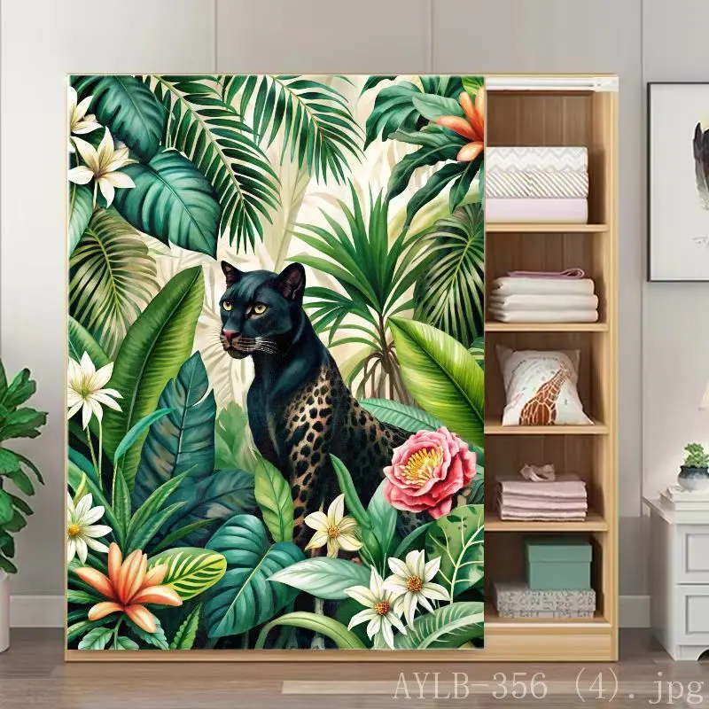 VIKAMA Boho Leopard Noren Door Curtain Jungle Japanese Style Wardrobe Closet Organizer Partition Room Divider Home Decor