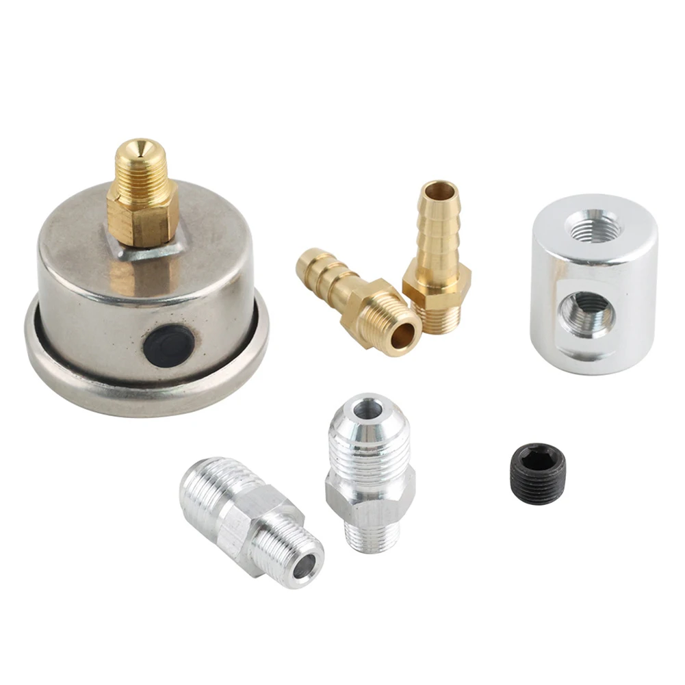 1/8 NPT Kraftstoffdruckmesser-Set 0-160 PSI 11Bar Flüssigkeitsgefüllt Stoßfest mit Kraftstoffleitung T-Adapter 6AN Anschlüsse Universal – Detail 8