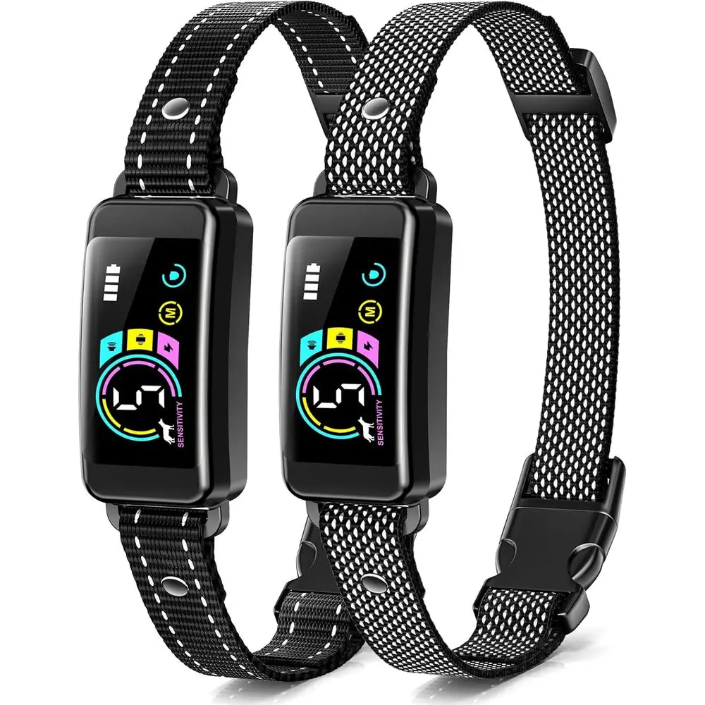 

Набор из 2 умных ошейников против лая для собак, устройство против лая для крупных, средних и мелких собак, тренировочный ошейник с вибрацией и электрошоком, 5 уровней регулировки