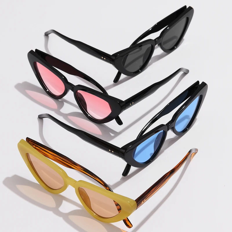 Mode Kleine Dreieck Cat Eye Sonnenbrille Marke Designer Brillen Für Frauen Candy Farben Gradienten Shades Weibliche Brillen