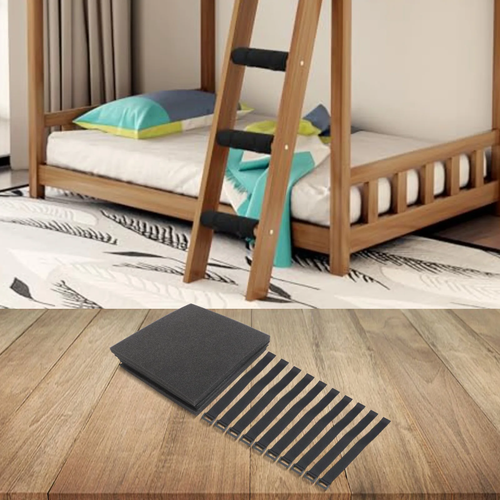 5Pcs Black Foam Bunk Bed Ladder Pads With Adjustable Straps For Safe Climbing In Dorm RV Home Loft Bed Accessories